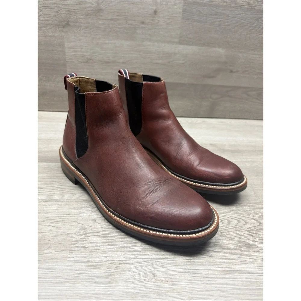 J Crew Chelsea Boot Oar Stripe Italian Leather J9018 Size‎ 7.5 Mens Very Nice